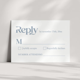 Moderne Minimalistische Typografie Dusty Blue Wedd RSVP Karte