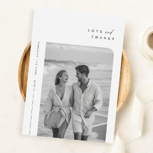 Moderne minimalistische Typografie Foto-Hochzeit Dankeskarte