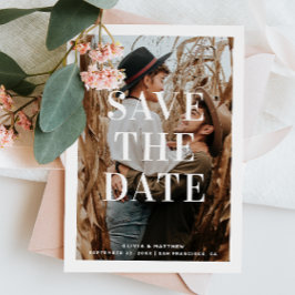 Moderne, minimalistische Typografie-Foto-Hochzeit Save The Date