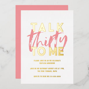 Moderne minimalistische Typografie girly rosa 30.  Folieneinladung