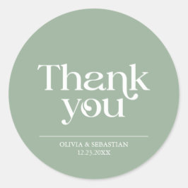Moderne Minimalistische Typografie - Grüne Hochzei Runder Aufkleber