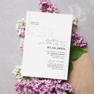Moderne minimalistische Typografie Hochzeit Weiß S Folieneinladung