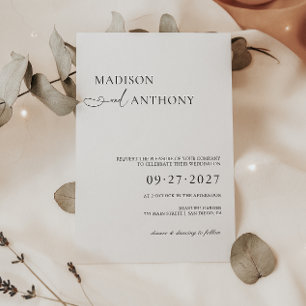 Moderne & Minimalistische Typografie Hochzeitseinl Einladung