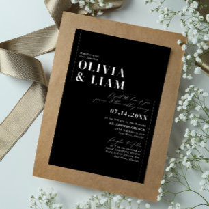 Moderne Minimalistische Typografie Hochzeitssilber Folieneinladung