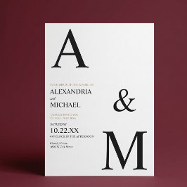 Moderne minimalistische Typografie-Monogramm-Hochz Einladung