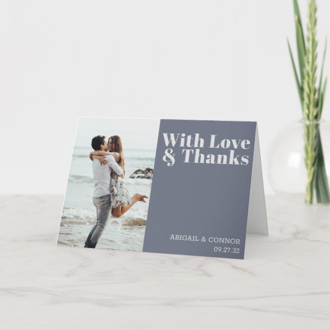 Moderne Minimalistische Typografie Navy Blue Gray Dankeskarte (Vorderseite)