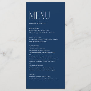 Moderne Minimalistische Typografie Navy Blue Weddi Menükarte
