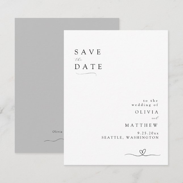 Moderne Minimalistische Typografie Save the Date (Vorne/Hinten)