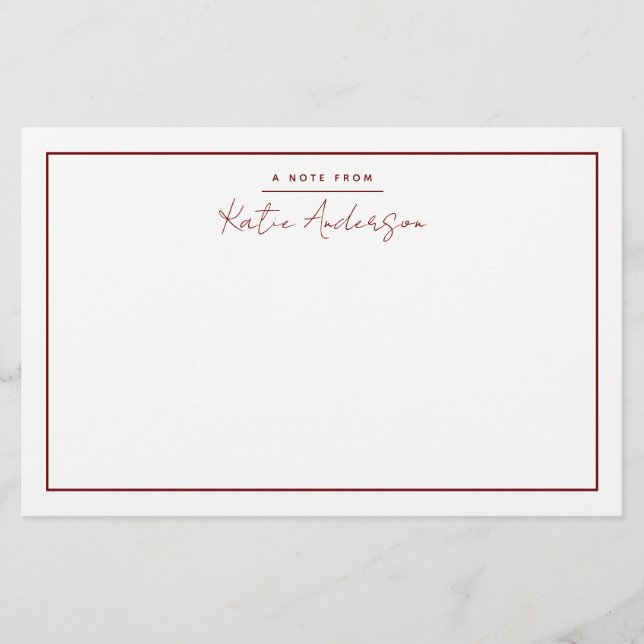 Moderne minimalistische Typografie-Schrift Marone Briefpapier (Vorderseite)