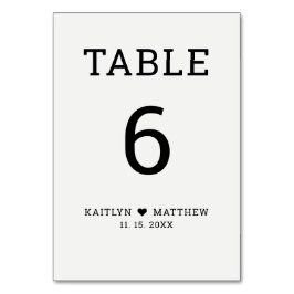 Moderne Minimalistische Typografie Schwarz auf gra Tischnummer