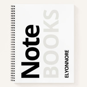 Moderne minimalistische Typografie Schwarz & Weiß  Notizbuch
