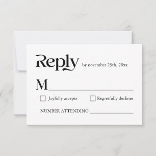 Moderne Minimalistische Typografie Schwarz-weiß We RSVP Karte