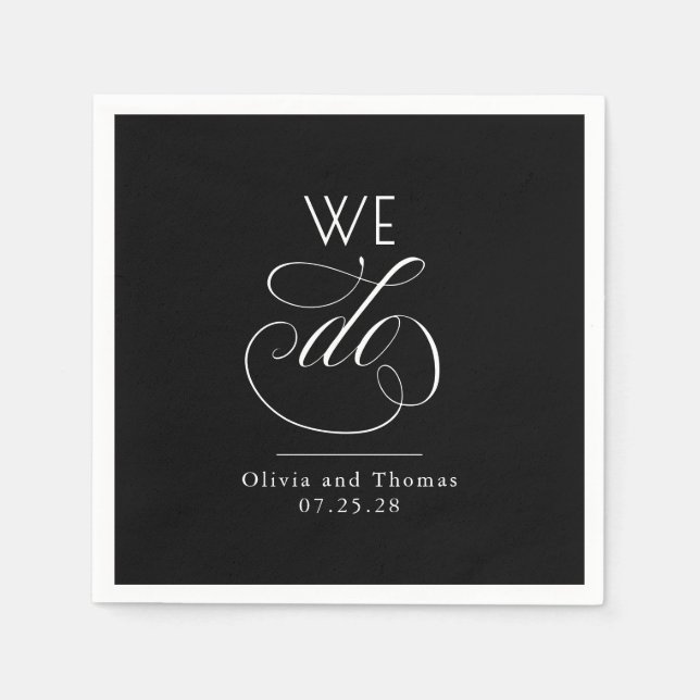 Moderne Minimalistische Typografie Schwarze Hochze Serviette (Vorderseite)