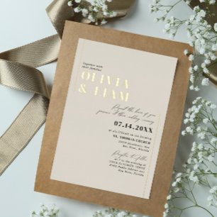 Moderne Minimalistische Typografie Wedding Taupe G Folieneinladung