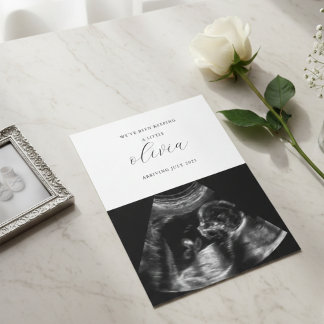Moderne minimalistische Ultraschall-Baby-Ankündigu Einladung