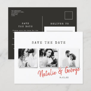 Moderne, minimalistische und stilvolle Hochzeit mi Ankündigungspostkarte
