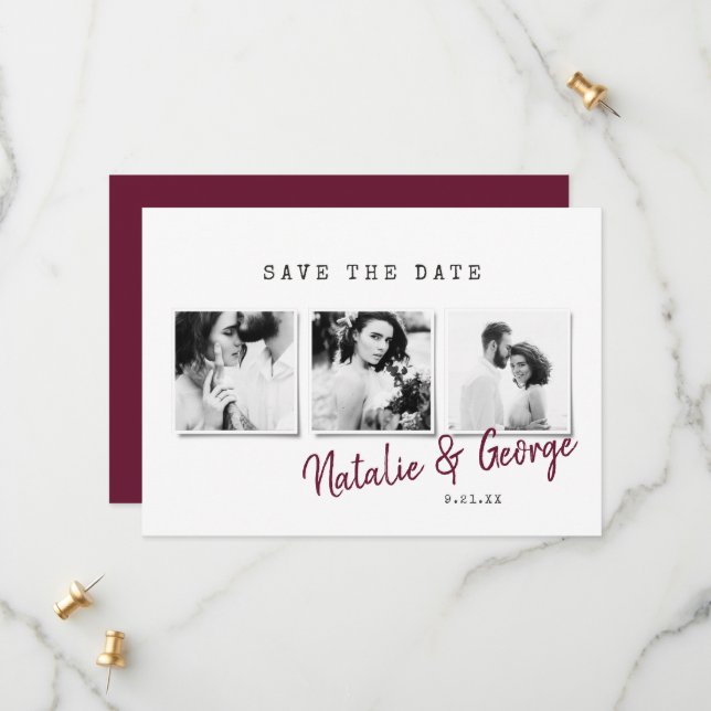 Moderne, minimalistische und stilvolle Hochzeit mi Save The Date (Vorderseite/Rückseite Beispiel)
