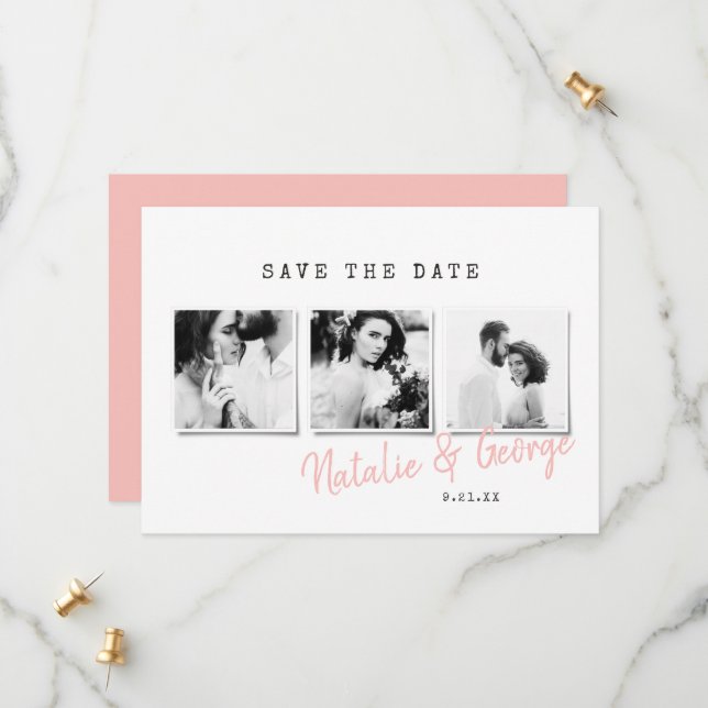 Moderne, minimalistische und stilvolle Hochzeit mi Save The Date (Vorderseite/Rückseite Beispiel)