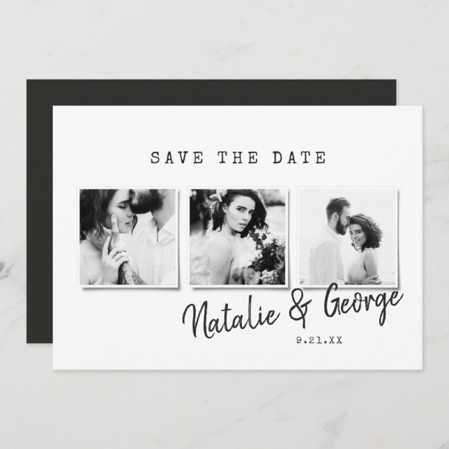 Moderne, minimalistische und stilvolle Hochzeit mi Save The Date (Vorne/Hinten)