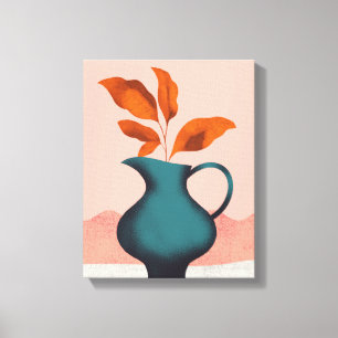Moderne Minimalistische Vase mit Blätter Kunstprin Leinwanddruck