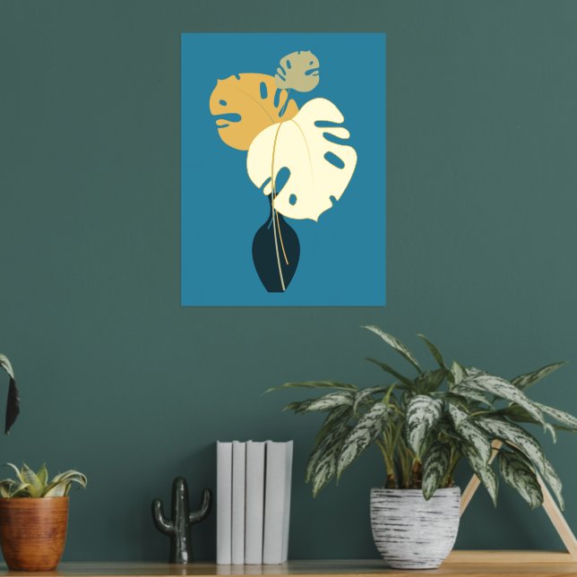 Moderne minimalistische Vase mit großen Blätter Foliendrucke (In Situ (Wohnzimmer 2))