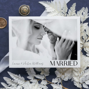 Moderne Minimalistische Verheiratete 3 Foto Script Ankündigung
