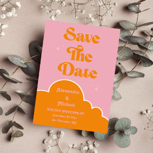 Moderne Minimalistische Vibrand Orange und rosa Ho Save The Date