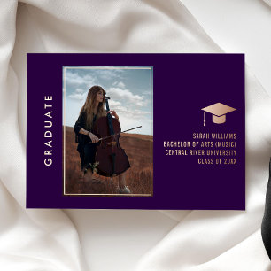Moderne Minimalistische Violette Abschluss-Ankündi Folien Feiertagskarte