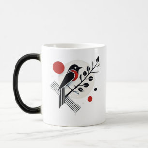 Moderne Minimalistische Vogelkunst Tasse - Schwarz