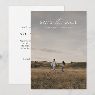 Moderne Minimalistische Vollformat-Foto-Hochzeit Save The Date