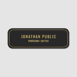 Moderne minimalistische Vorlage Eleganter Goldtext Namensschild