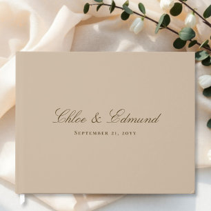 Moderne minimalistische warme beige Hochzeit Gästebuch