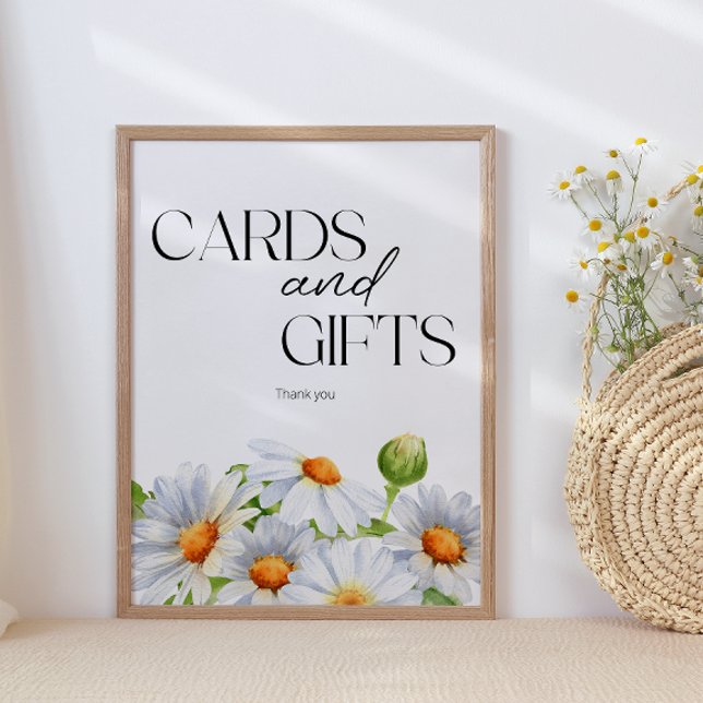 Moderne Minimalistische Watercolol Daisy-Karten un Poster (Von Creator hochgeladen)