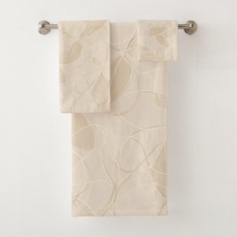 Moderne minimalistische weiche beige abstrakte Fli Badhandtuch Set