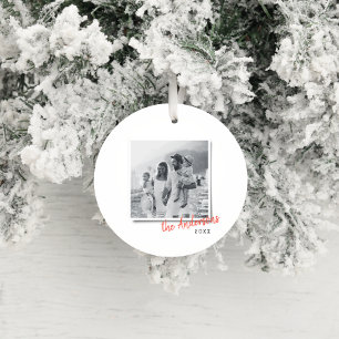 Moderne minimalistische Weihnachts-Vintage-Familie Keramik Ornament