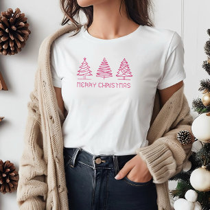Moderne, minimalistische Weihnachtsbäume T-Shirt