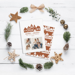 Moderne, minimalistische Weihnachtsbaumhäuser 3 Fo Feiertagskarte