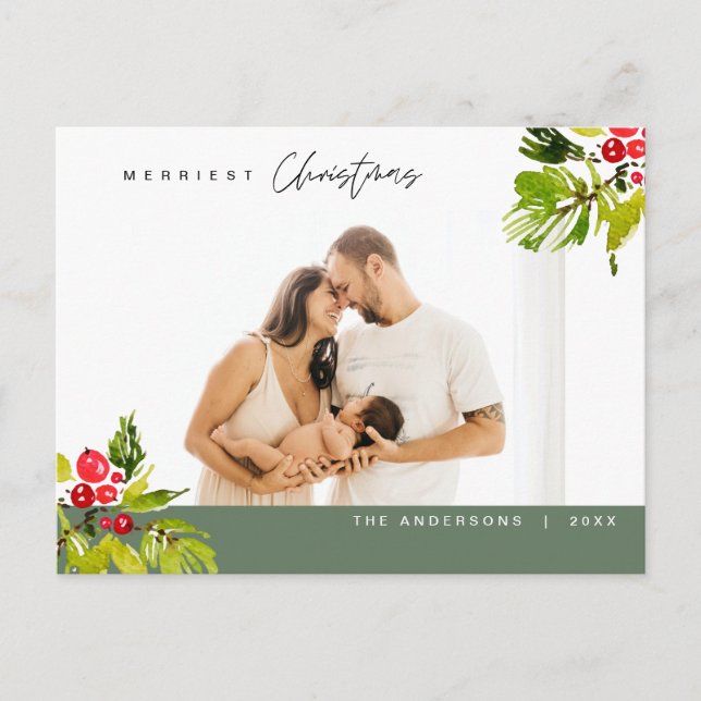 Moderne, Minimalistische Weihnachtsfamilie Postkarte (Vorderseite)