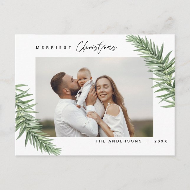 Moderne, Minimalistische Weihnachtsfamilie Postkarte (Vorderseite)