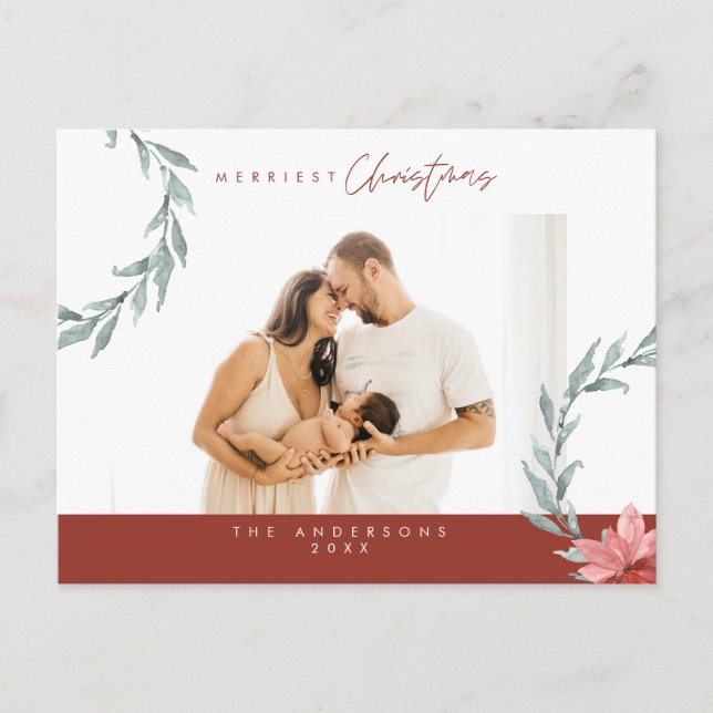 Moderne, Minimalistische Weihnachtsfamilienpost Postkarte (Vorderseite)