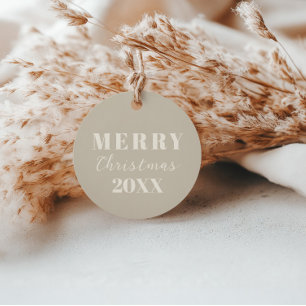 Moderne Minimalistische Weihnachtsfeier Beige Gesc Geschenkanhänger