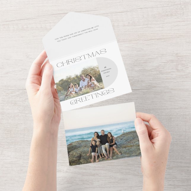 Moderne Minimalistische Weihnachtsgrüße Foto All In One Einladung (Abreißen)