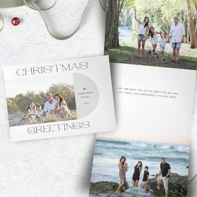 Moderne Minimalistische Weihnachtsgrüße Foto Dreifach Gefaltete Urlaubskarte (Von Creator hochgeladen)