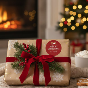 Moderne minimalistische Weihnachtsklasse in kunden Runder Aufkleber