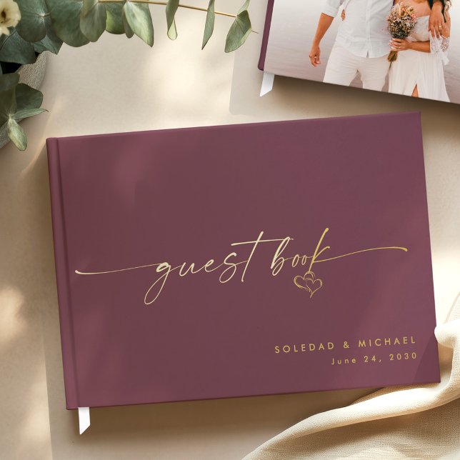 Moderne Minimalistische Wein-Skript-Hochzeit Gästebuch (Von Creator hochgeladen)