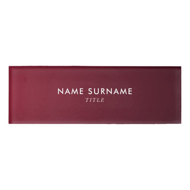 Moderne Minimalistische Wein-violette SteigungLuxe Namenschild (Vorderseite)