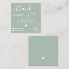 Moderne minimalistische Weise grün Ordnung danke Quadratische Visitenkarte