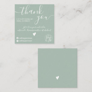 Moderne minimalistische Weise grün Ordnung danke Quadratische Visitenkarte