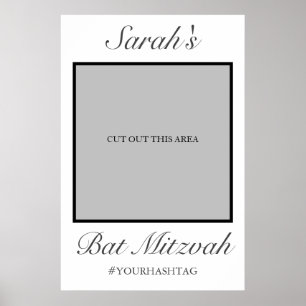 Moderne minimalistische weiße Bat-Mizwa-Foto-Requi Poster