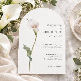 Moderne minimalistische Weiße Calla-Lilie Hochzeit Einladung